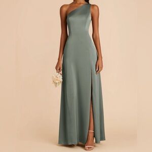 Birdy Grey One-Shoulder Sea Glass Color Bridesmaid Dress